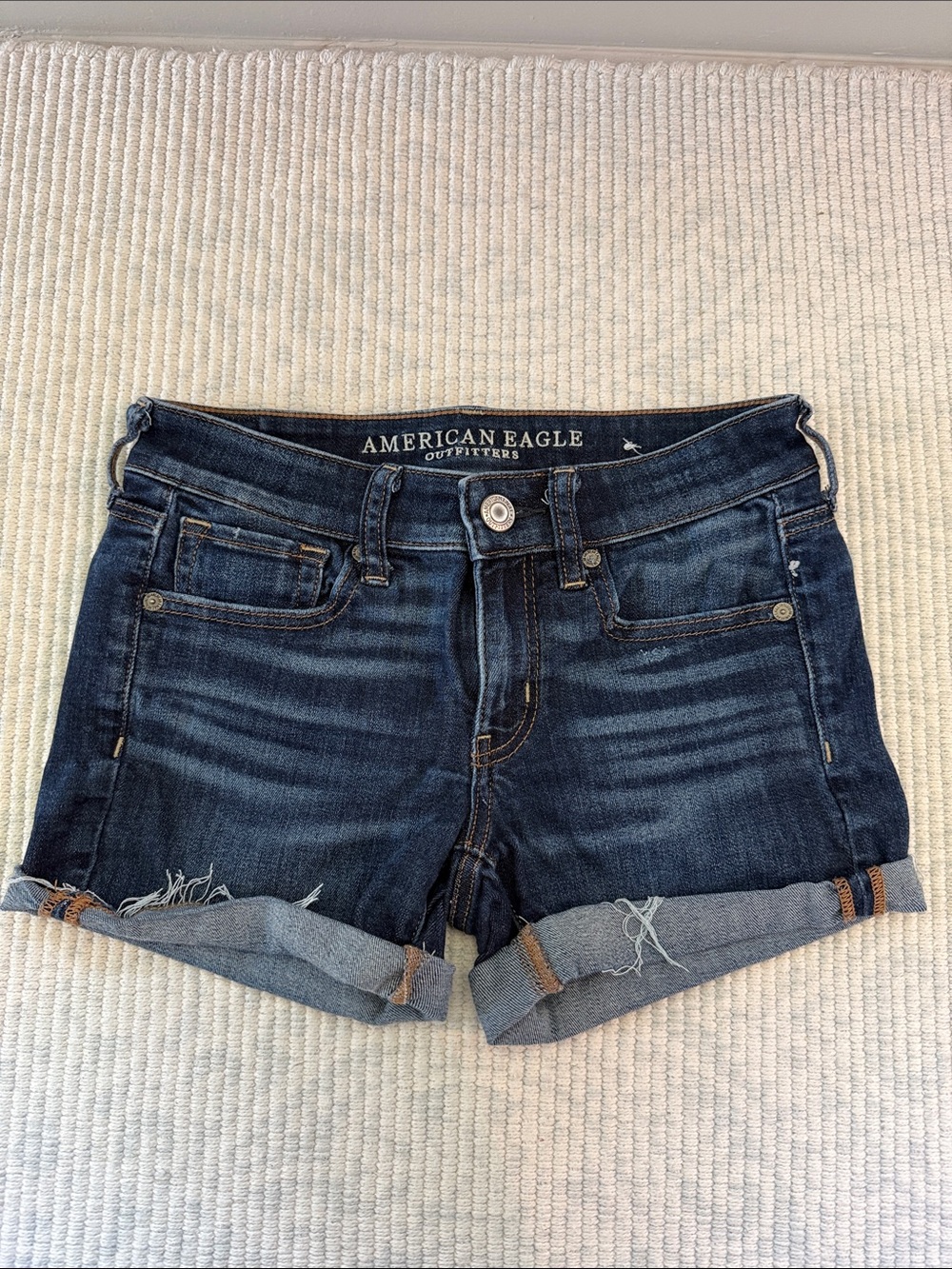 American Eagle Outfitters Dark Wash Rolled Cuff Denim Shorts